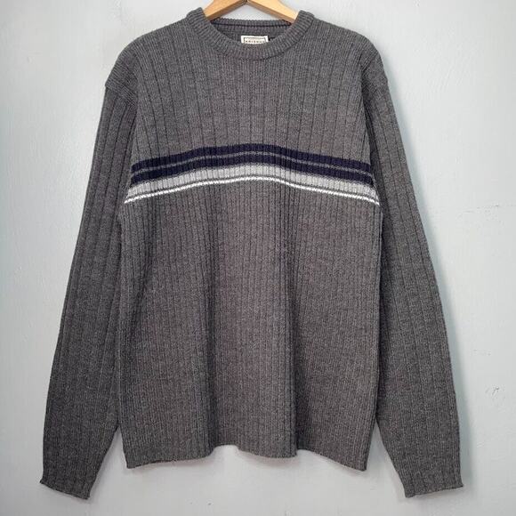 Arizona Ribbed Sweater Mens Size Large Gray Stripe Skater Preppy 90s Y2K 2000s - Picture 1 of 8